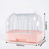 Portable Bird Cage with Handle, Hard-Sided Outdoor Bird Carrier for Parrot Travel, Small Bird Cage with Removable Tray for Easy Cleaning