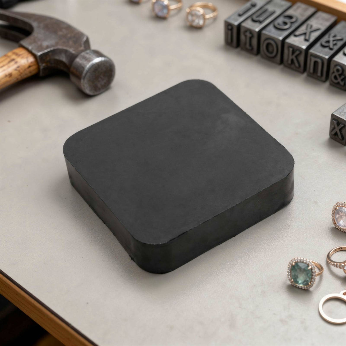 Rubber Pad Thick Rubber Block Abrasion-Resistant Impact Absorbing Bench Block for Metal Stamping, Jewelry Making, Workbench