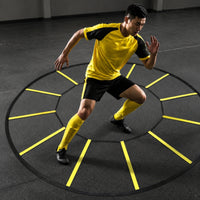 Storage Bag Circular Agility Ladder Portable Round Hoop Agility Instructor 12-Section Speed Ladder Black and Yellow