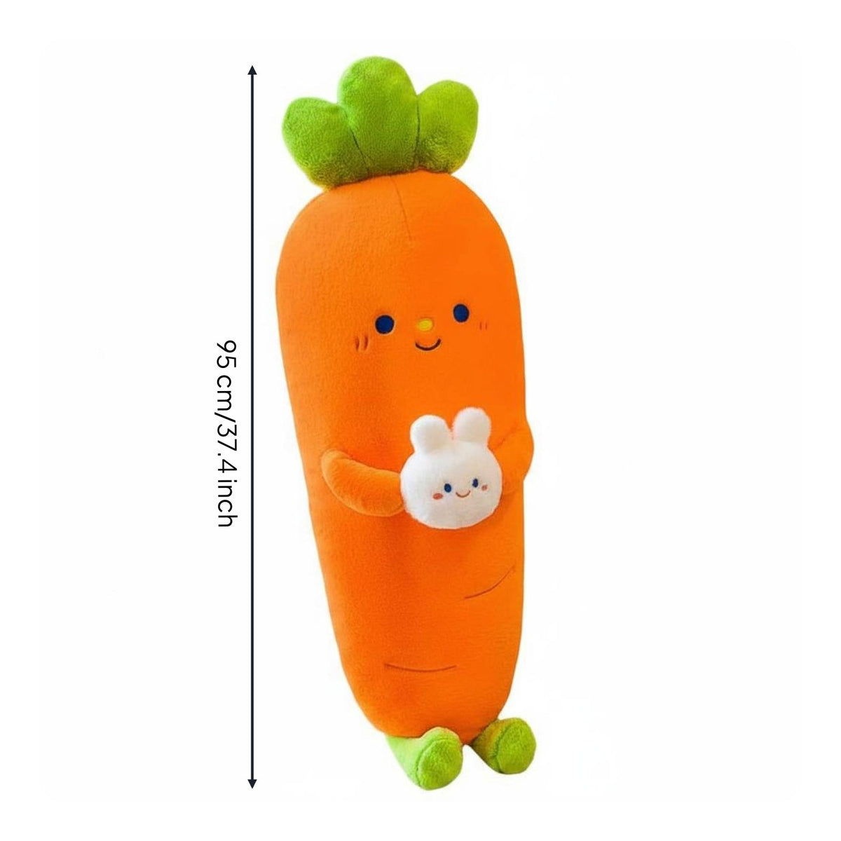 Carrot Holding Bunny Stuffed Toy Soft and Cuddly Bedding Accessory Birthday Gift Home Decoration for Girls, Kids, Sofa