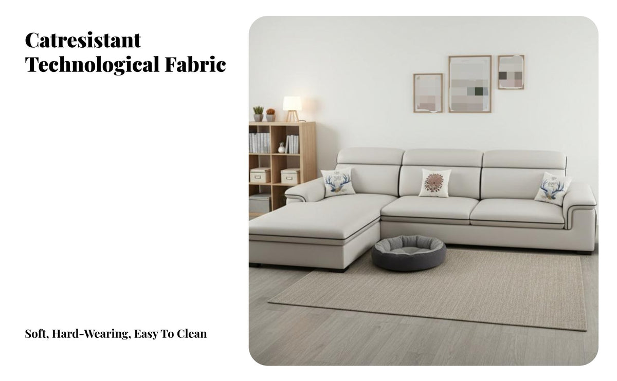L-Shaped Sectional Sofa Nordic design Living Room Seating abrasion-resistantResistant Couch for Pet Owners, Apartment Dwellers, Small Spaces, Office