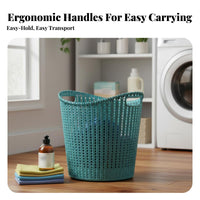 Lidded Wovenand design Basket Imitation Rattan Weave Laundry Hamper Large Capacity