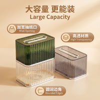 Spring-Lift Transparent Tissue Box with Lid, Light Luxury Desktop Storage, Dustproof