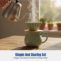 Ceramic Coffee Dripper Set, Cone Strainer, Folded Design, Sharing Pot, Home Use