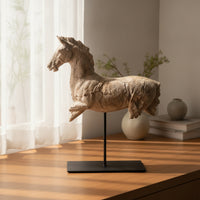 Horse Statue on Stand Rustic Resin Horse Statue Stone-Look Sculpture for Home Stylists, Art Collectors, Entryway, Living Room, Bookshelf