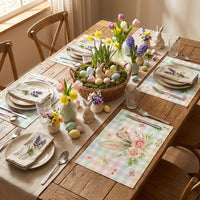 Easter Place Mat Easter Table Placemat Heat-Resistant Non-Slip Washable 30 x 45 cm Linen Dining Table Mat Spring Kitchen Table Decoration for Indoor Holiday Party