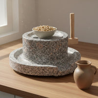 Stone Mill Non Electric Manual Stone Grinder Traditional Flour Grinder Rustic Design Food Prep Tool Easy to Clean