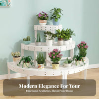 Multi-Tier Plant Shelf Space-Saving Multi-Level Quarter-Circle Rack Curved Shape