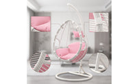 Freestanding Egg Chair with Stand Woven Hanging Egg Chair Stable Rattan Swing Seat Luxuriously Soft for Adults, Living Room