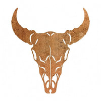 Bull Skull Wall Decor Rust-Like Finish Horned Skull Silhouette Openwork