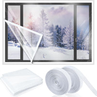 Thickened Window Insulation Film with Adhesive Velcro, Cuttable Transparent Film, Winter Cold Protection, Reusable