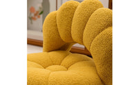 Scalloped Swivel Floor Chair Cushioned Floor Chair with Backrest Fuzzy Seat Low-Sitting for Adults, Teens, Reading Nook, Bedroom, Living Room, Small Apartments