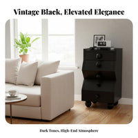 Black Fluted Door Cabinet Retro Design Nightstand mid-centuryera Modern for Bedroom