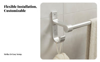 Drillno-Drill Installation Double Bar Towel Hanger with Hooks Wall Mounted Double Towel Rod Rust Resistant Bathroom Rack Space-Saving for Homeowners, DIY Enthusiasts, Restroom, Laundry Room, Kitchen, Closet