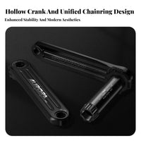 Road Bike Crankset Lightweight Design Hollow Arm Crankset Anodized Finish Drivetrain Components for Biking Enthusiasts, Competitive