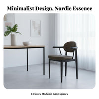 Upholstered Wood-Frame Chair With Armrests Upholstered Backrest Chair Ergonomic Design Minimalist design look for homeowners