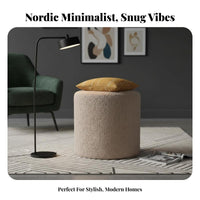 Round Boucle Ottoman Soft and Comfortable Round Boucle Stool Minimalist Design