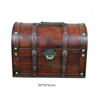 Faux Rosewood Storage Chest Wood-Grain Texture Home Organizer Hasp Lock Fitting