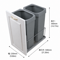 Trash Bin Sorting Under Sink Drawer-Type Odor-Blocking Slim Plastic Gray