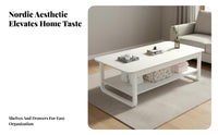 Wood Grain Finish Nordic Design Sofa Table Thickened Tabletop Modern Center Table Sturdy & Stable Living Room Furniture Easy to Clean for Small Space Dwellers, Homeowners, Families, Apartment, Home, Lounge Area
