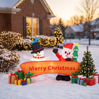 Santa and Snowman Inflatable Outdoor Snowman Inflatable Yard Decoration Three-Dimensional 6-Foot for Storefront