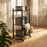 Garden Tool Rack Three Shelf Freestanding Tool Rack Perforated Bottom Outdoor Storage