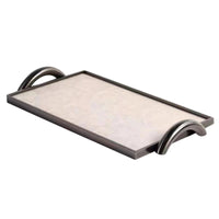 Tray with Handles Textured Rectangular Tray with Metal Handles Elegant for Coffee Table