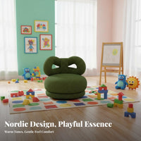 Bow-Back Swivel Chair Soft Velvety Upholstery Toddler Armchair Ergonomic