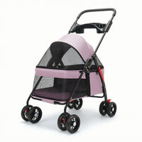Pet Stroller with Storage Basket 4-Wheel Foldable Pet Stroller Long-Lasting