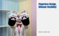 Plush Cat Paw Gloves, Cosplay Accessory, Cartoon Paw Mittens, Cute, Exposed Finger, Random Color