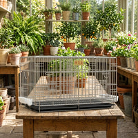 Pigeon and Breeding Cage for Small Birds, Foldable Double-Layer Galvanized Iron Pairing Cage, Multi-Tier Stackable Portable Home Use Cage with Trays