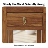 Narrow Pedestal Table with Drawer Sturdy Wood Wood Plant Stand Minimalist and Aesthetic Sturdy Construction for Living Room