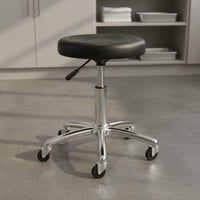 Chrome Base Round Adjustable Height Stool Swivel Bar Stool Drafting Chair for Kitchen, Workshop