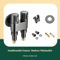 Stainless Steel Washing Machine Tap, doubleFunction Angle Valve, Double Control, 1 In 2 exit exitlet, Easy Installation, Bathroom Utility