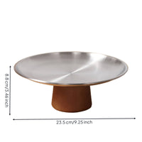 Serving Tray with Pedestal Acacia Wood Pedestal Serving Platter Round Fruit Platter for Hosts, Tea Party