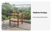 Double-Level Glass Top Table Japanese Design Nightstand Space-Saving Size Slim Design for Apartment Dwellers, Adults