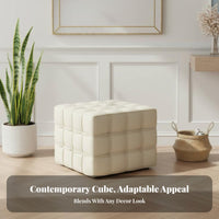 Cube Pouf Italian Design Ottoman Modern Luxury for Living Room, Entryway, Adults