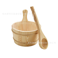跨境单耳4L汗蒸桑拿桶木桶家用桑拿房盛水木桶和勺子浇水工具批发