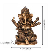 Lotus Base Ganesha Sculpture Thai Design Ganesha Idol Vintage Finish