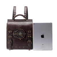 GEARDUKE Women's Vintage Industrial Backpack with Embossed PU, Medium Size