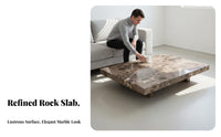 Minimalist Design Sleek Square Coffee Table Scratch-Resistant Home Furniture Easy to Clean Long-Lasting Build for Interior Decorators, Homeowners, Renters, Living Room, Lounge Area, Den, Office Lobby