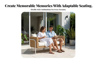 Weather-Resistant 4-Piece Sofa Seating Arrangement Woven Frame Patio Set Thick pads Outdoor Furnishing Removable pad slipcovers for Families, Homeowners, Adults, Garden, Sunroom, waterside, rearyard