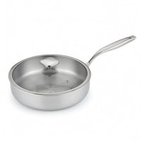 Stainless Steel Skillet with Lid Uncoated Stainless Steel Frying All-Cooktop Cooktop skillet with Lid for Home Cooks