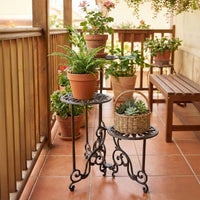 Vintage Cast Iron Three-Tier Rotating Plant Stand