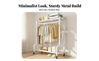 Large Capacity Freestanding Garment Rack with Shelves Stable Design Garment Rack with Shelf Heavy-Duty Freestanding Clothes Hanger Stand Easy Assembly for Students, Homeowners, Bedroom, Dorm Room, Apartment, Entryway