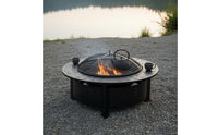 Round Fire Bowl Table Rust-Resistant Finish Log-Fueled Fire Bowl Table Easy Assembly for Backyard, Garden