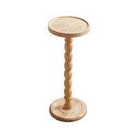 French Vintage Solid Wood Side Table with Storage, Round End Table for Living Room