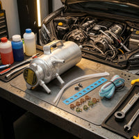 Universal Coolant Collection Tank Aluminum Coolant Reservoir Silver Cooling System Overflow Bottle Heavy-Duty for Car Builders, Engine Bay Cleanups