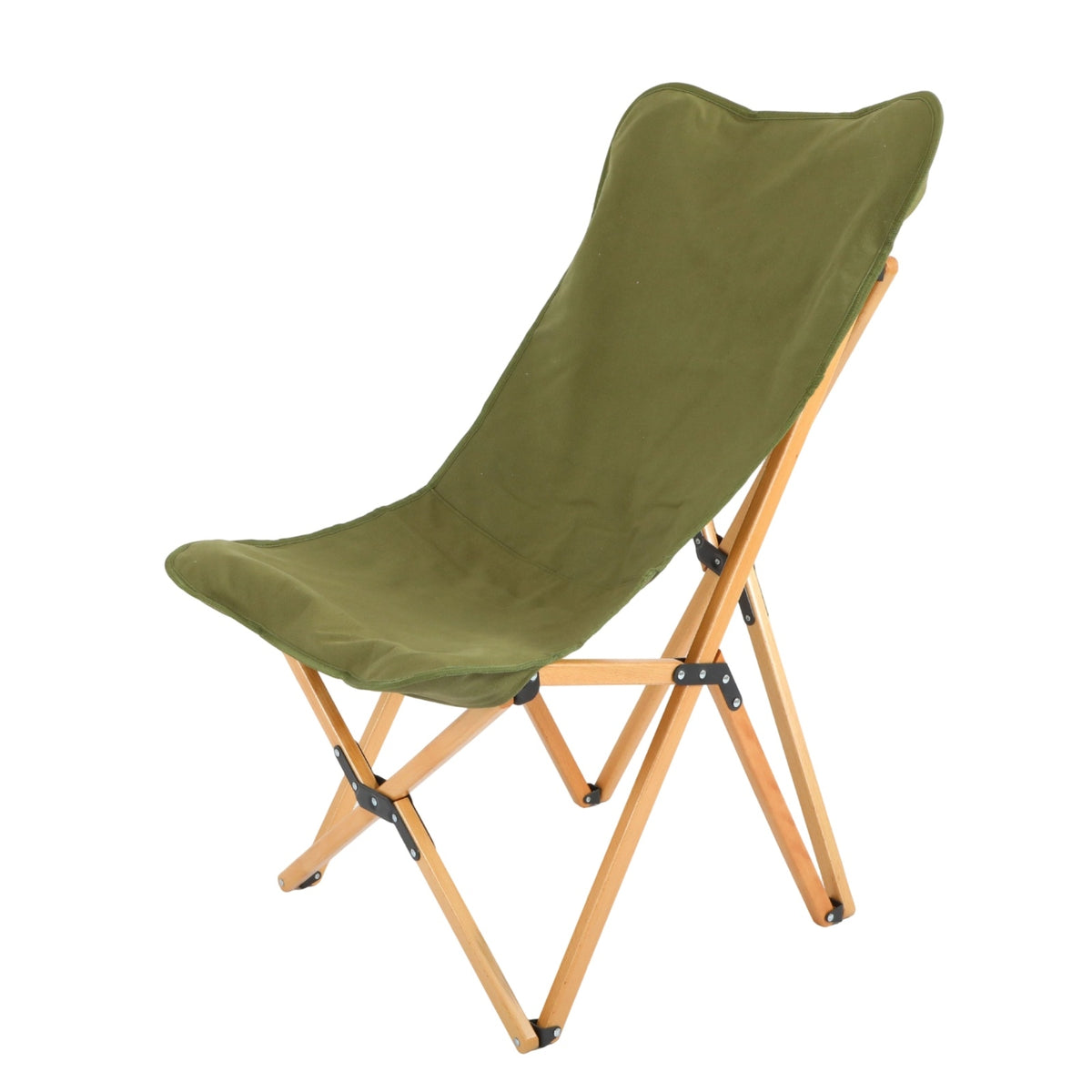Folding Butterfly Chair with Wooden Frame Breathable Sling Chair Long-Lasting