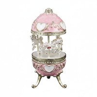 Jewelry Box Rhinestone Trim Enameled Trinket Box Hand-Painted for Tabletop